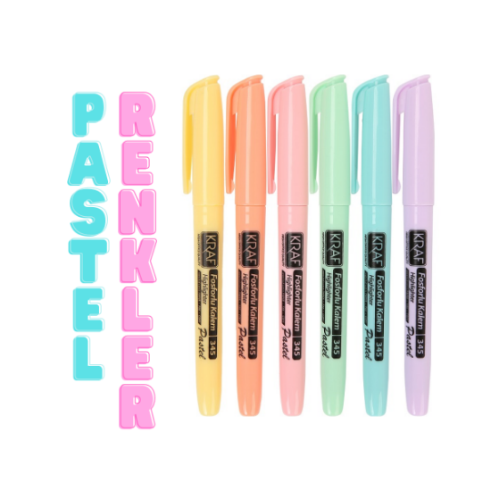 KRAF 345 PASTEL FOSFORLU KALEM - TÜM RENKLER resmi