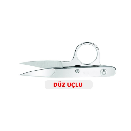 NİKEL KAPLAMA METAL YAYLI DÜZ UÇLU İPLİK TEMİZLEME MAKASI resmi