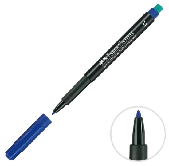 Faber-Castell 1525 Permanent Asetat Kalem Mavi M Uç resmi